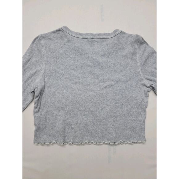 Playboy Los Angeles PacSun Women's Medium Gray Crop Top Long Sleeve Lettuce Hem - Picture 9 of 12